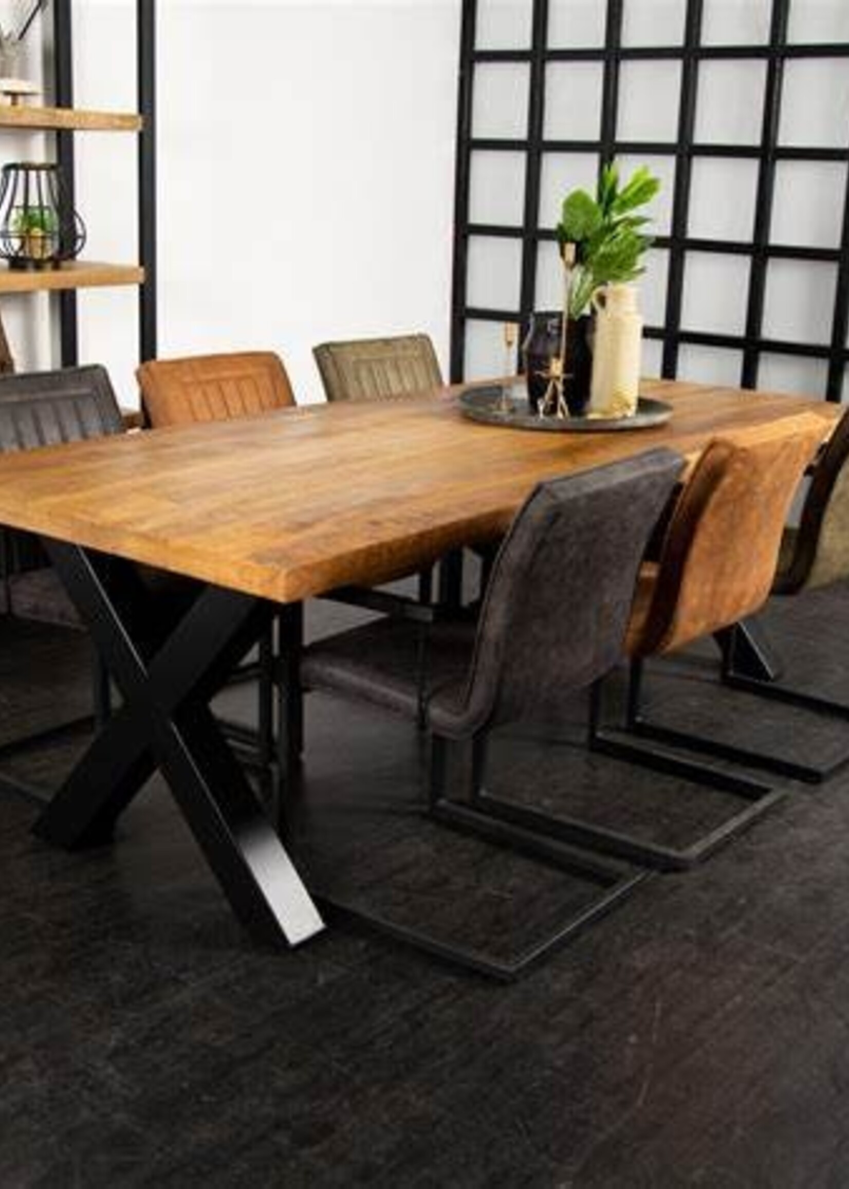 Rechthoek eettafel Mangohout X poot Glasgow