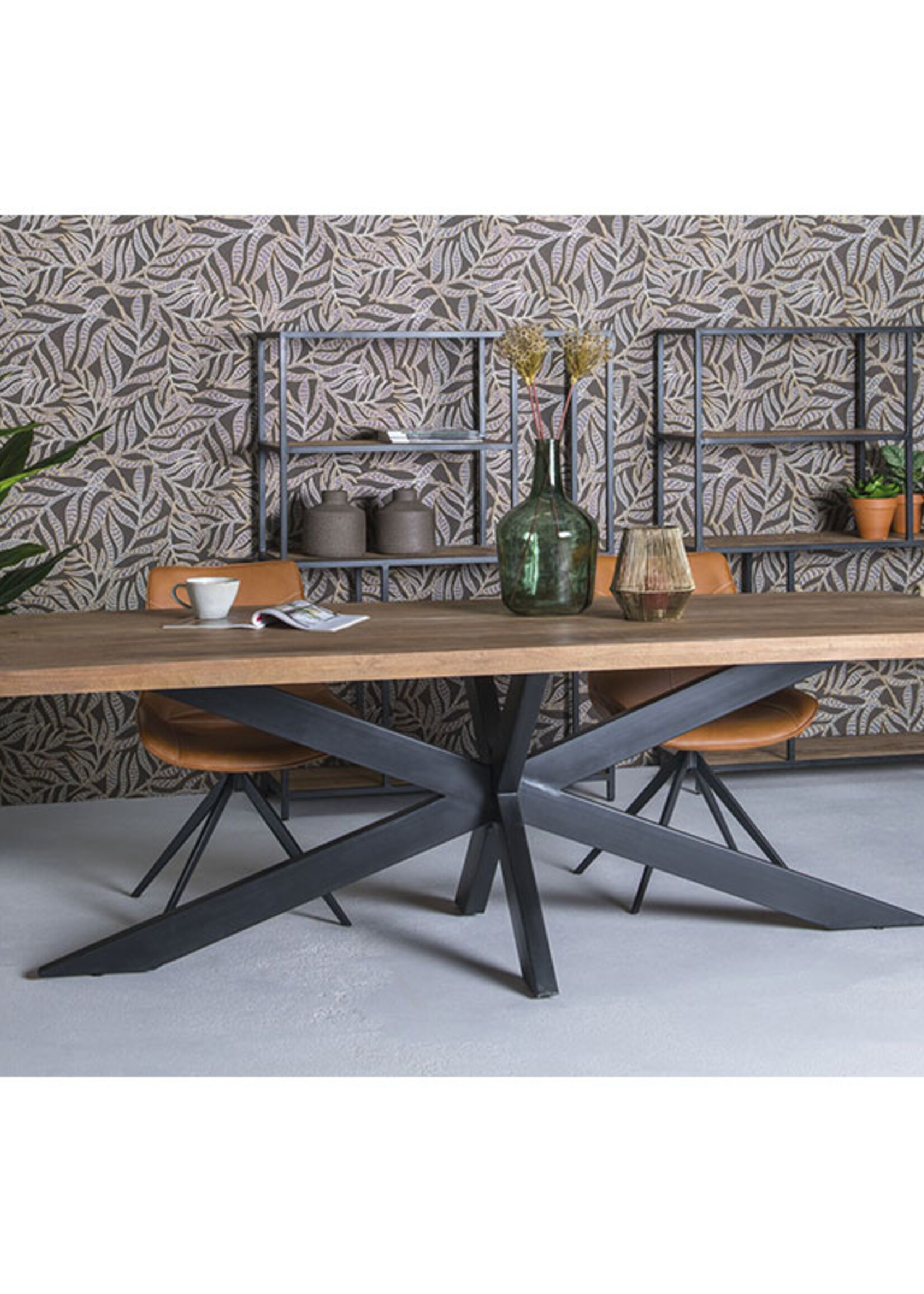 Rechthoek eettafel Mangohout spinpoot Leeds