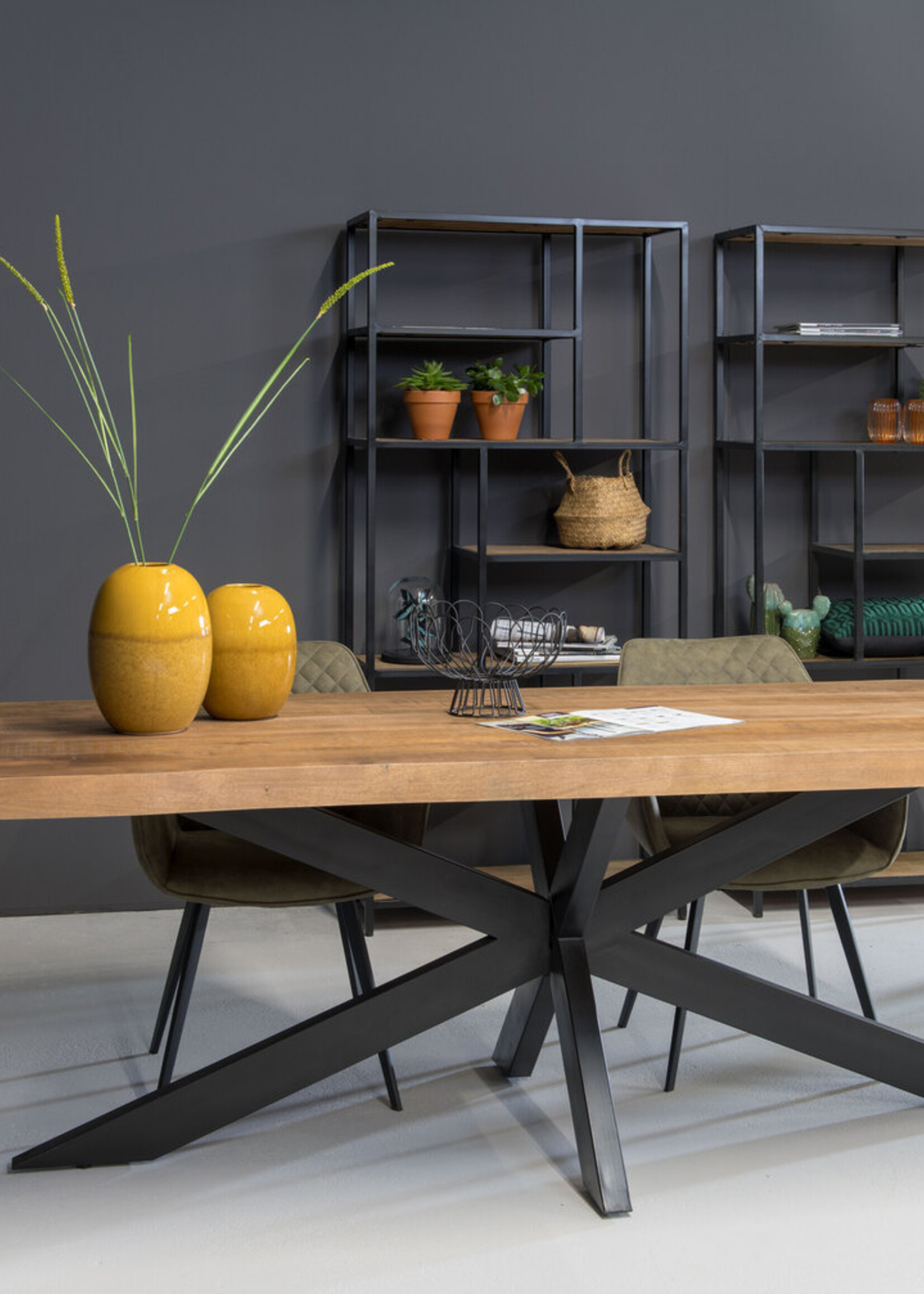 Rechthoek eettafel Mangohout spinpoot Leeds