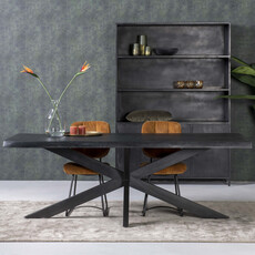 Rechthoek eettafel Mangohout zwart spinpoot  Cardiff