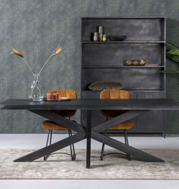 Rechthoek eettafel Mangohout zwart spinpoot  Cardiff