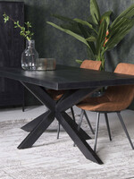 Rechthoek eettafel Mangohout zwart spinpoot  Cardiff