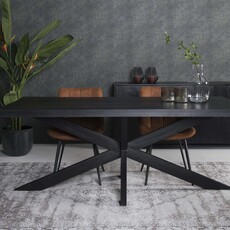Rechthoek eettafel Mangohout zwart spinpoot  Cardiff