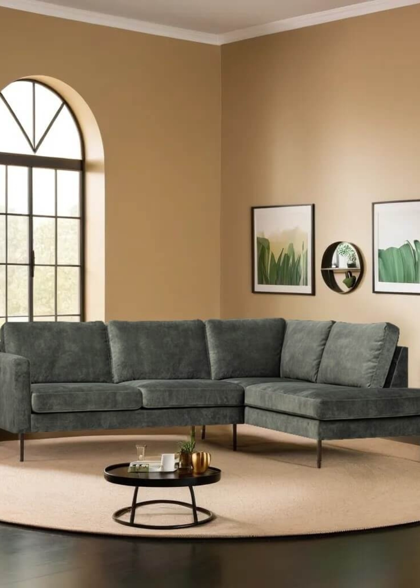 Hoekbank kleur stof velvet Nottingham