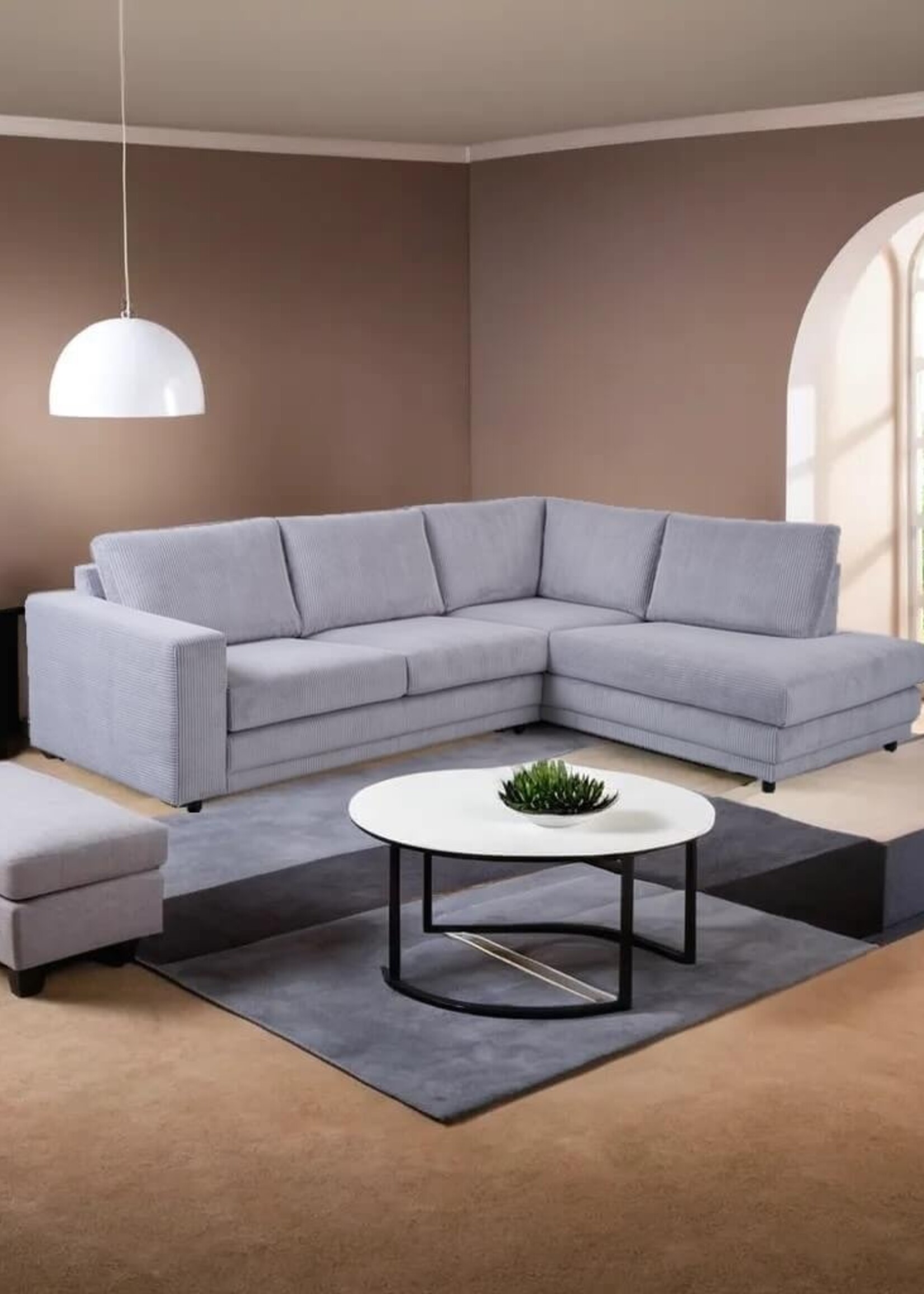 Hoekbank in ribstof Bradford