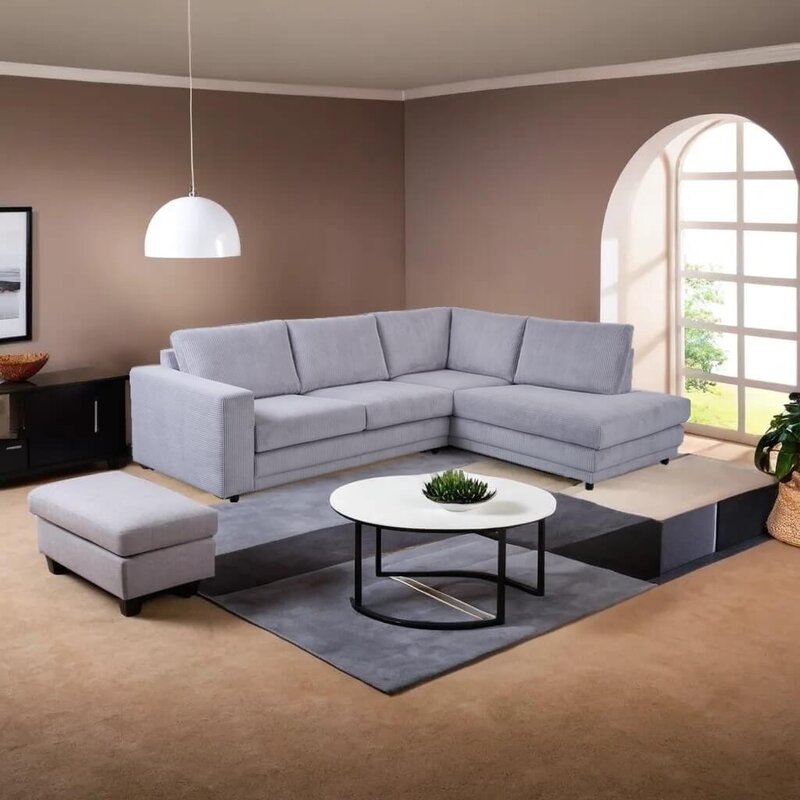 Hoekbank in ribstof Bradford