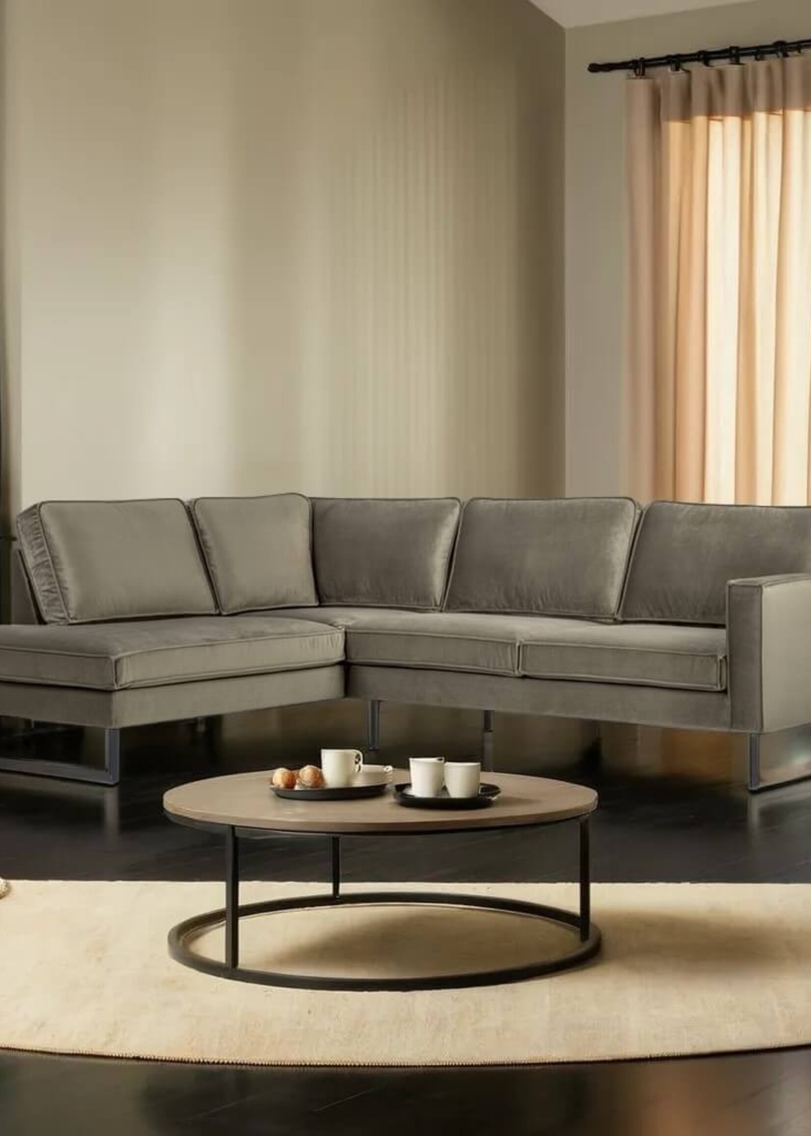 Hoekbank in stof Newcastle