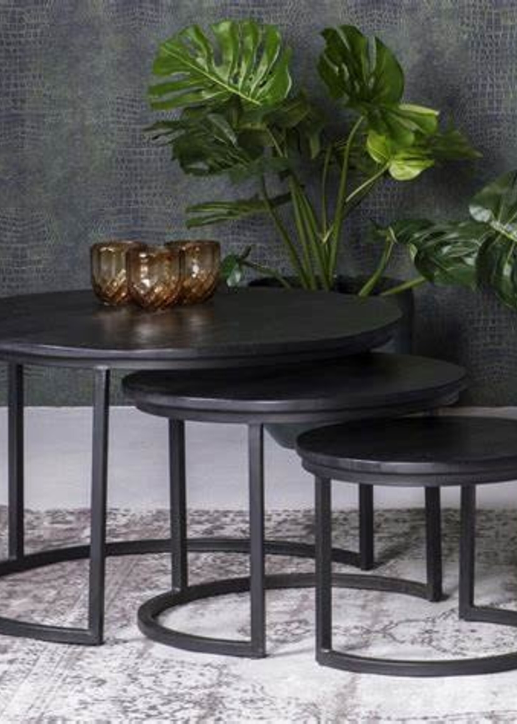 3-Delige salontafelset Mangohout Swansea