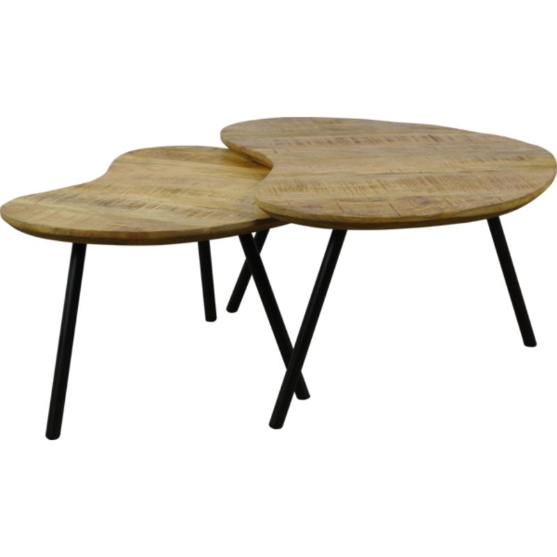 2-Delige hart vorm salontafelset Mangohout Luton