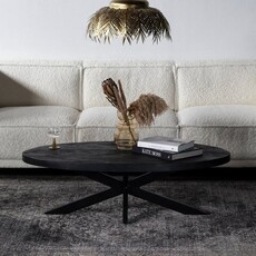 Ovale salontafel Mangohout zwart Bournemouth