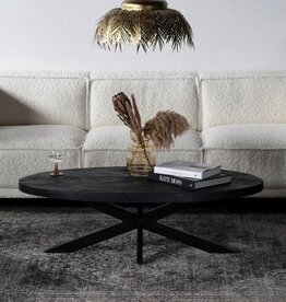Ovale salontafel Mangohout zwart Bournemouth
