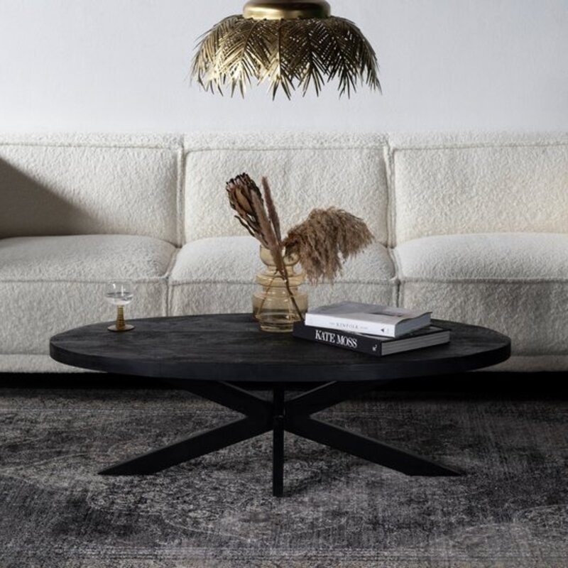 Ovale salontafel Mangohout zwart Bournemouth