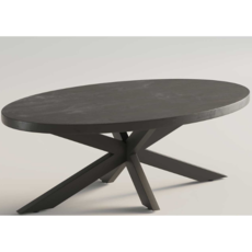 Ovale salontafel Mangohout zwart Bournemouth