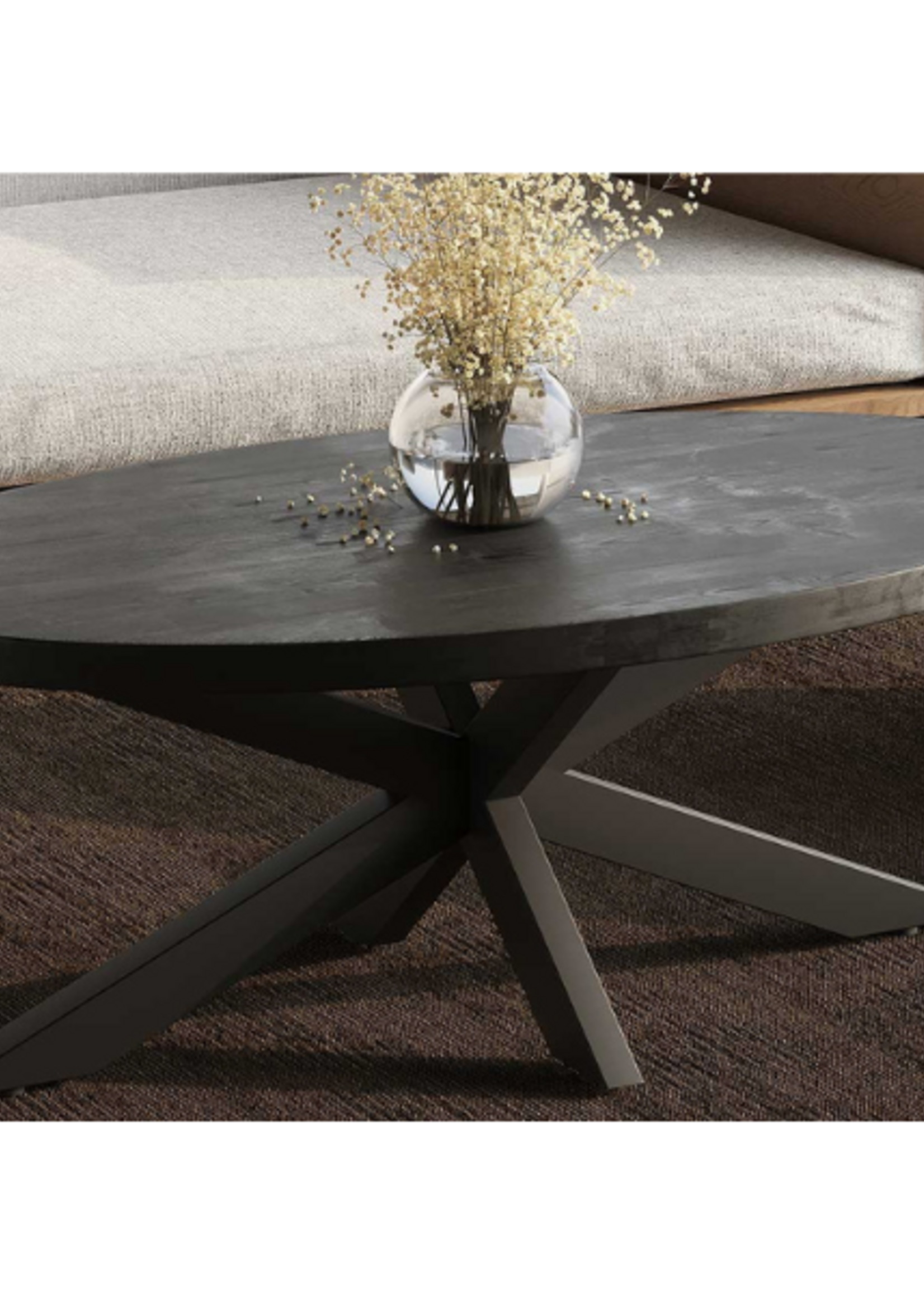 Ovale salontafel Mangohout zwart Bournemouth