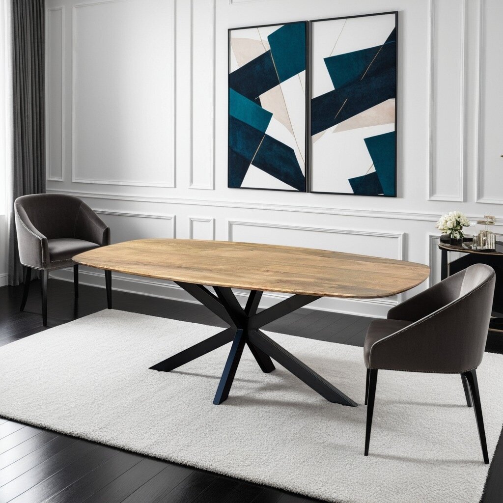 Deens Ovaal eettafel Mangohout Reading