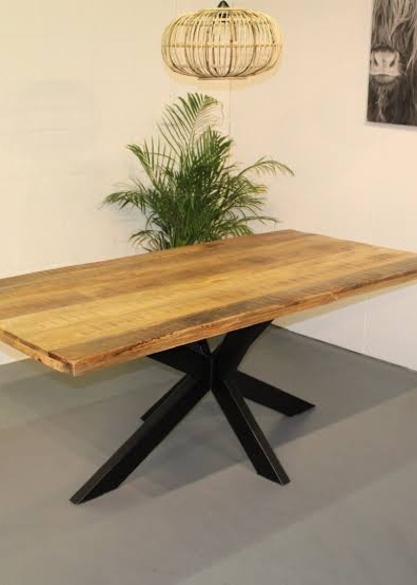 Rechthoek eettafel Mangohout spinpoot Leeds