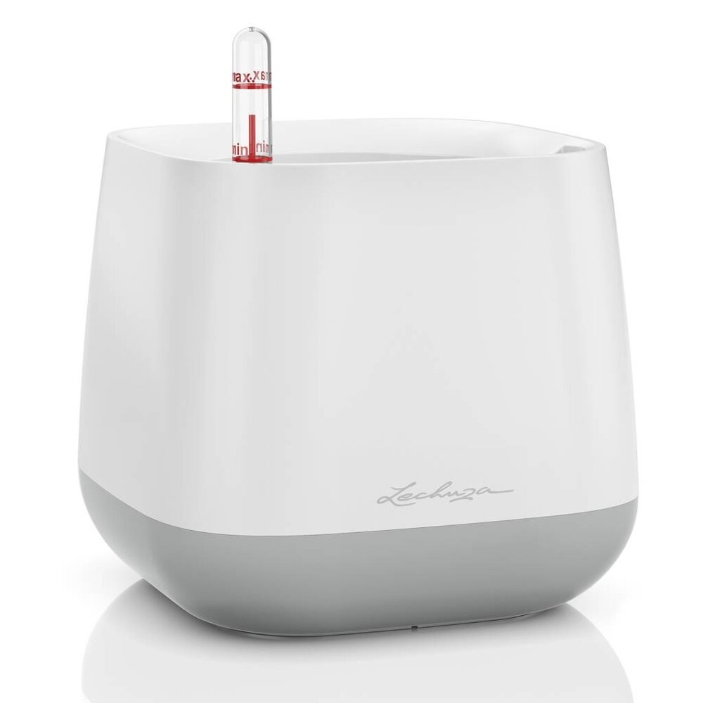 LECHUZA Pot de fleurs YULA blanc/gris soie mat