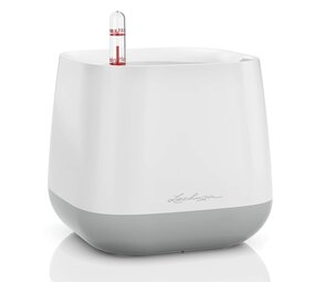 YULA plantenpot wit/grijs zijdemat