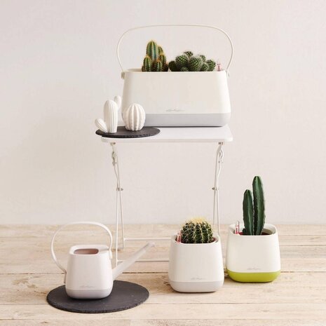 LECHUZA Pot de fleurs YULA blanc/gris soie mat