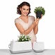 LECHUZA Pot de fleurs YULA blanc/gris soie mat LECHUZA Pot de fleurs YULA blanc/gris soie mat