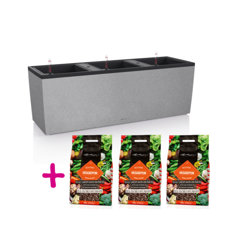 LECHUZA TRIO Stone 30 stone grey + 3x VEGGIEPON 12 liters LECHUZA TRIO Stone 30 stone grey + 3x VEGGIEPON 12 liters