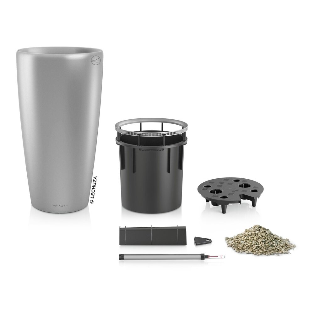 LECHUZA RONDO silver metallic