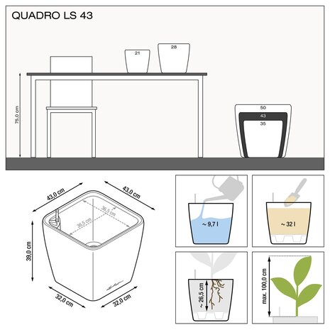 LECHUZA QUADRO LS espresso métallisé LECHUZA QUADRO LS espresso métallisé