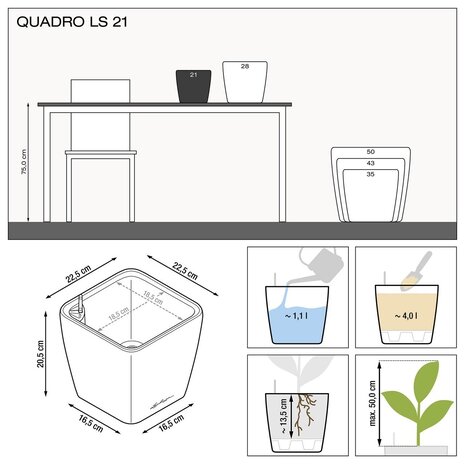LECHUZA QUADRO LS charcoal metallic LECHUZA QUADRO LS charcoal metallic