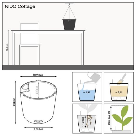 LECHUZA NIDO Cottage lichtgrijs LECHUZA NIDO Cottage lichtgrijs