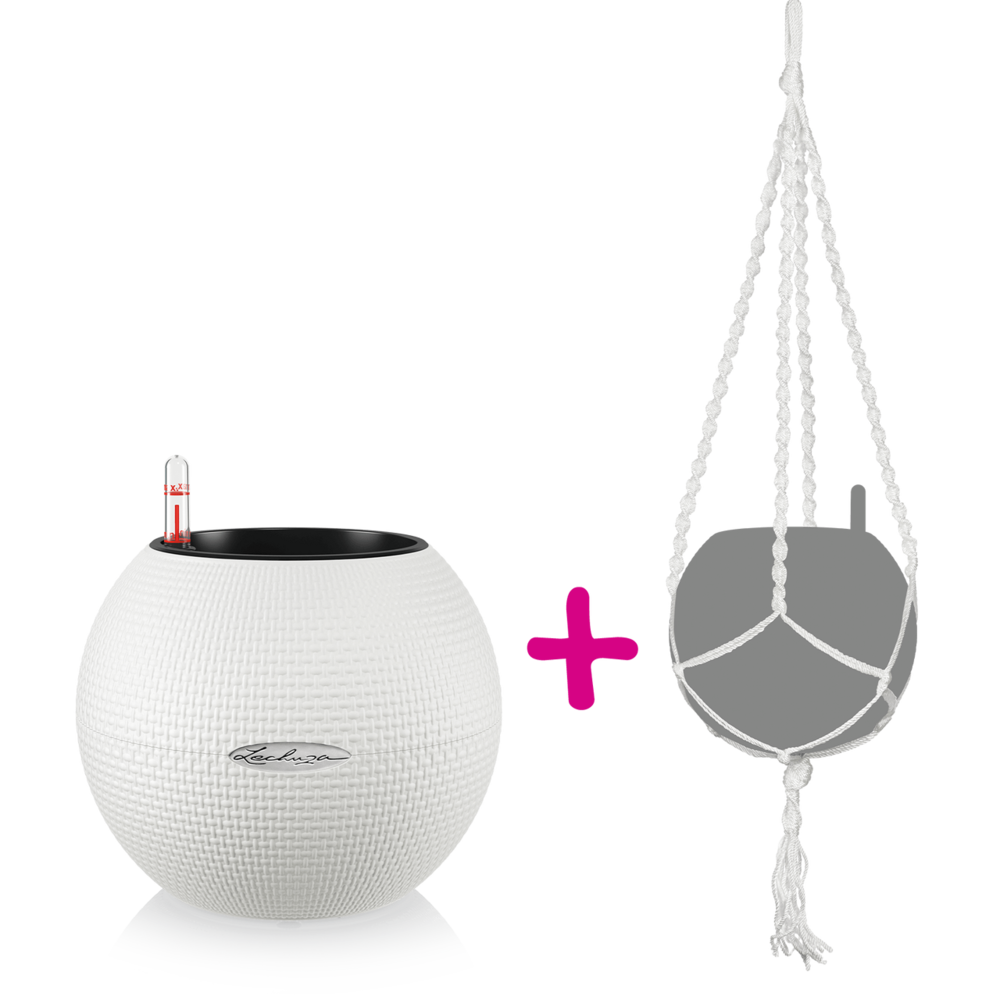 LECHUZA-PURO Color 20 wit + macramé