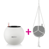 LECHUZA-PURO Couleur 20 blanc + macramé LECHUZA-PURO Couleur 20 blanc + macramé