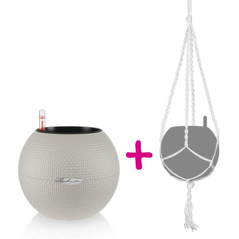 LECHUZA LECHUZA-PURO Color 20 graphite black + macramé LECHUZA LECHUZA-PURO Color 20 graphite black + macramé