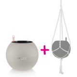 LECHUZA-PURO Color 20 graphite black + macramé LECHUZA-PURO Color 20 graphite black + macramé