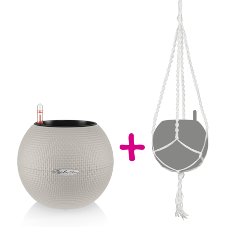 LECHUZA LECHUZA-PURO Color 20 graphite black + macramé LECHUZA LECHUZA-PURO Color 20 graphite black + macramé