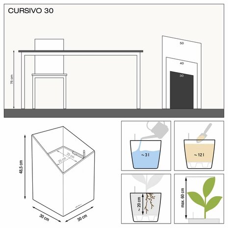 LECHUZA CURSIVO anthracite métallisé LECHUZA CURSIVO anthracite métallisé