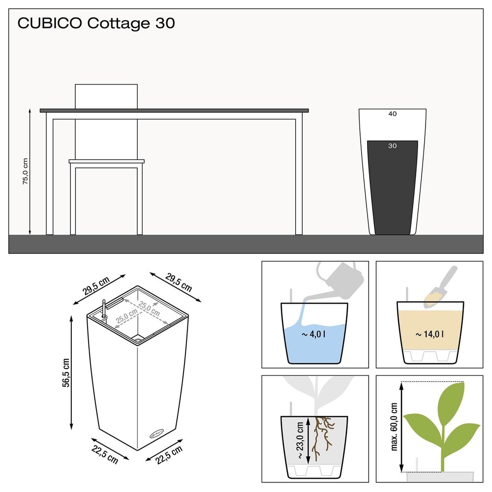 LECHUZA CUBICO Cottage lichtgrau LECHUZA CUBICO Cottage lichtgrau