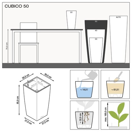 LECHUZA CUBICO antraciet metallic