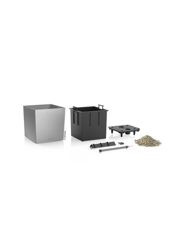 LECHUZA CUBE silver metallic LECHUZA CUBE silver metallic