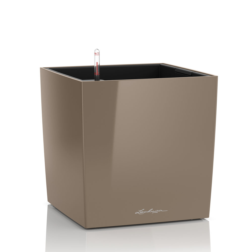 LECHUZA CUBE taupe brillant LECHUZA CUBE taupe brillant