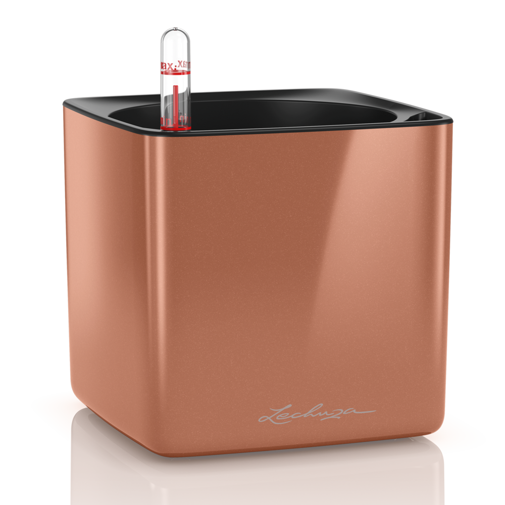 LECHUZA CUBE Brillant épicé cuivre brillant