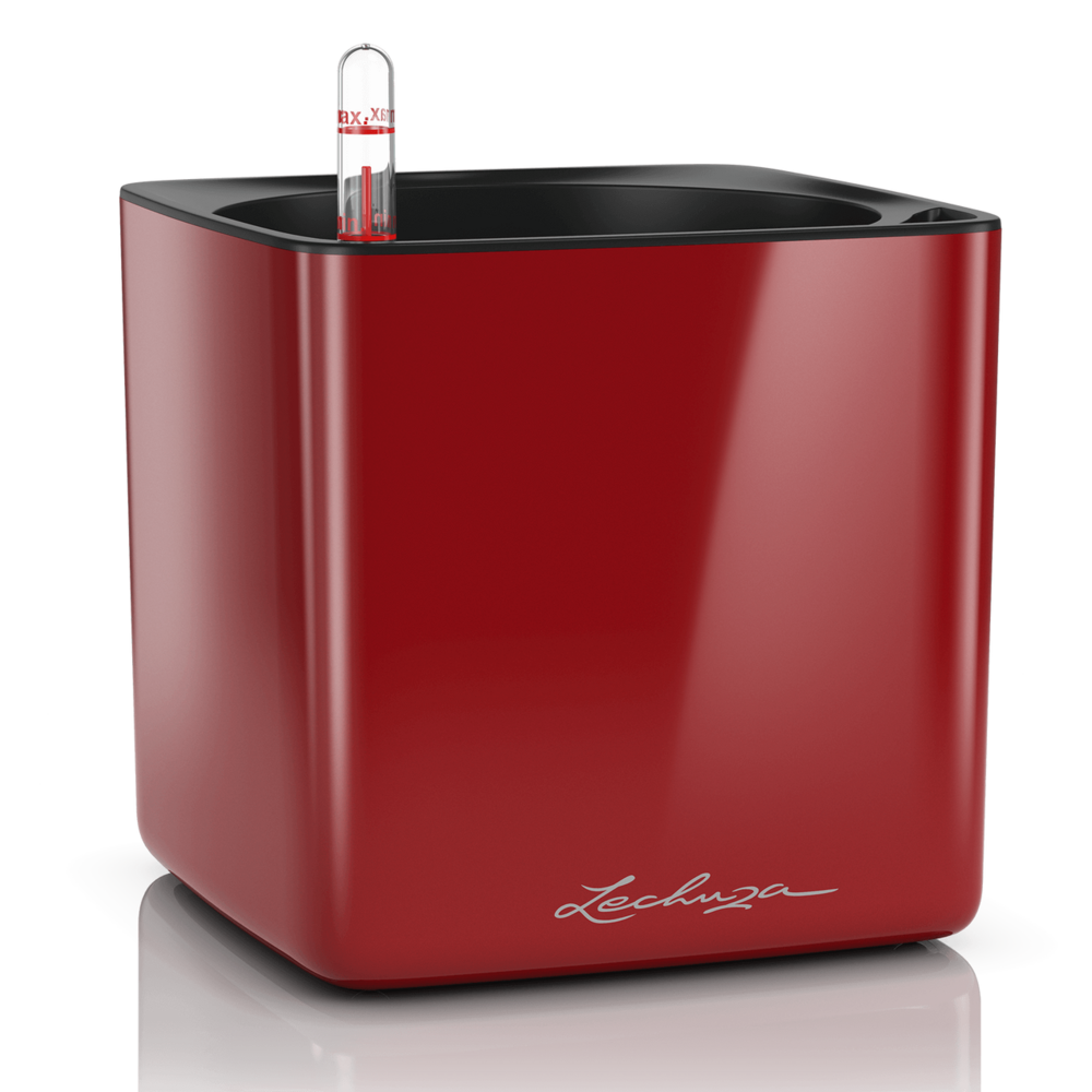 LECHUZA CUBE Glossy scarlet red high-gloss LECHUZA CUBE Glossy scarlet red high-gloss