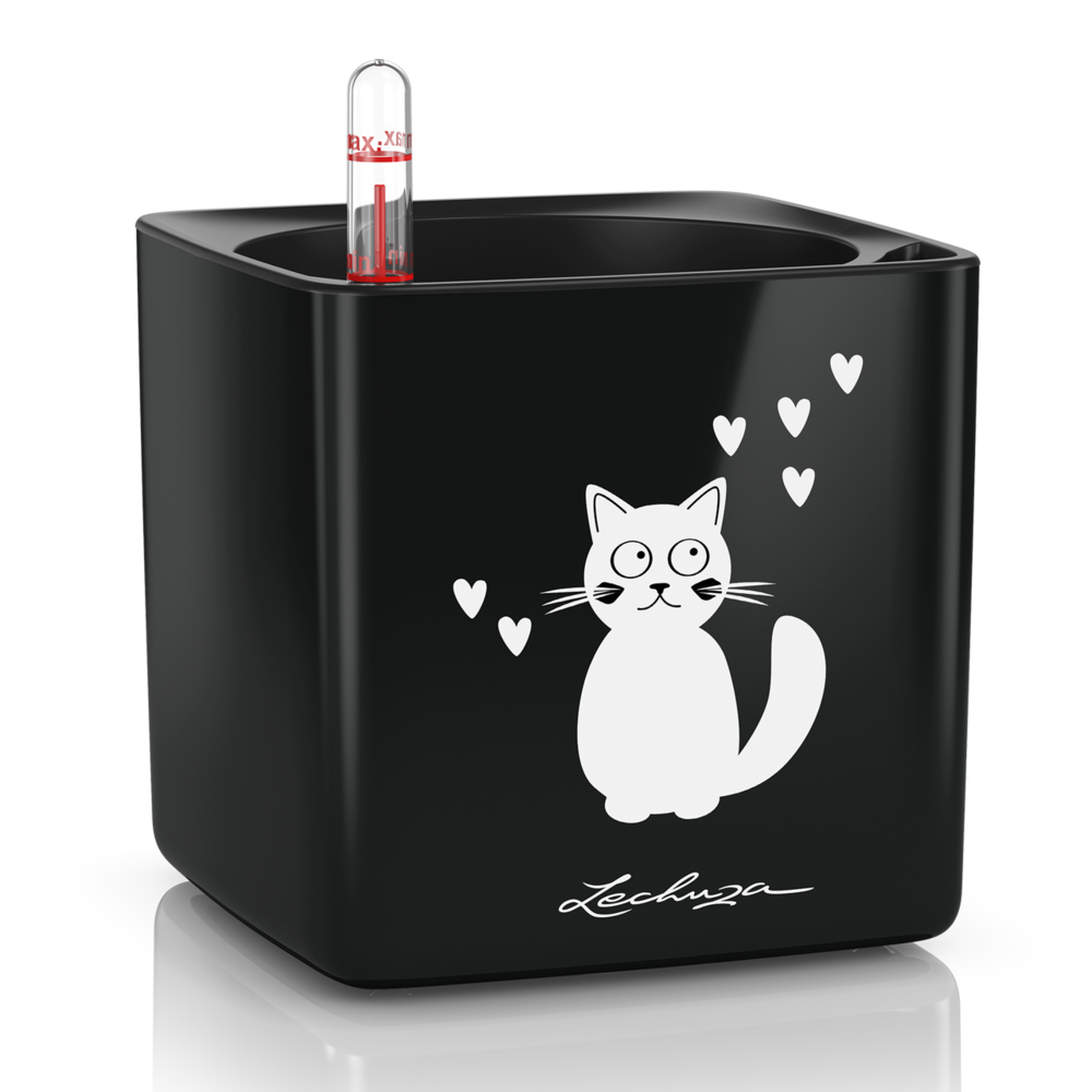 LECHUZA CUBE Glossy Cat zwart hoogglans