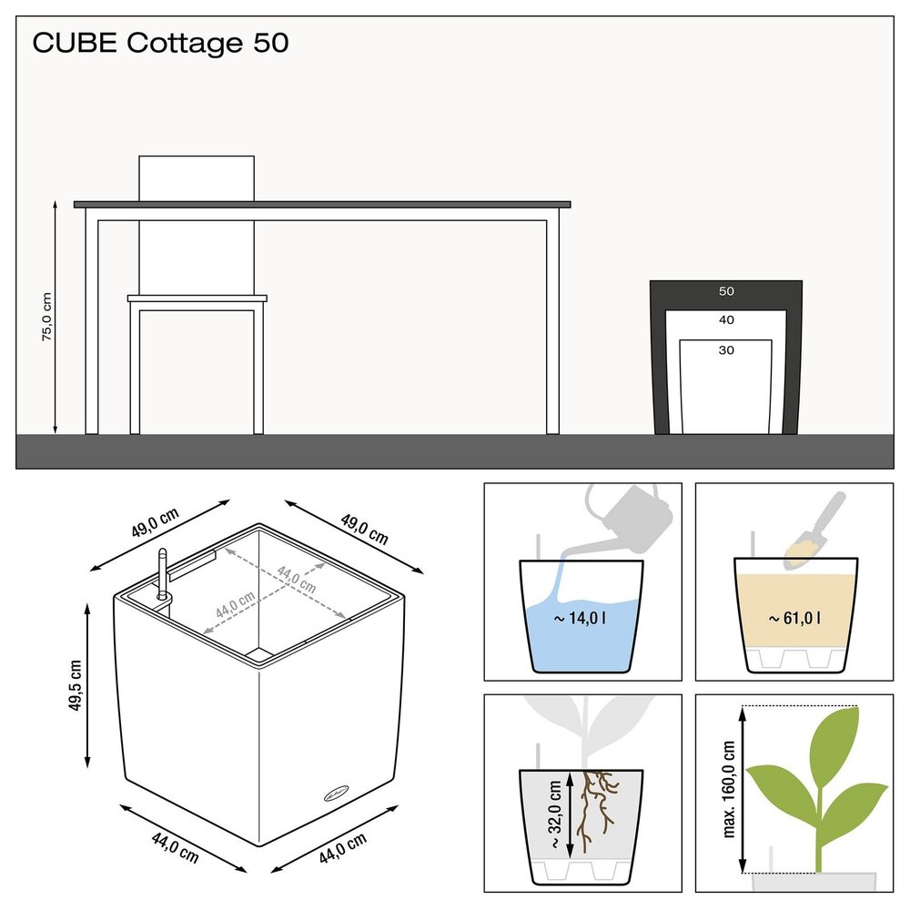 LECHUZA CUBE Cottage blanc LECHUZA CUBE Cottage blanc