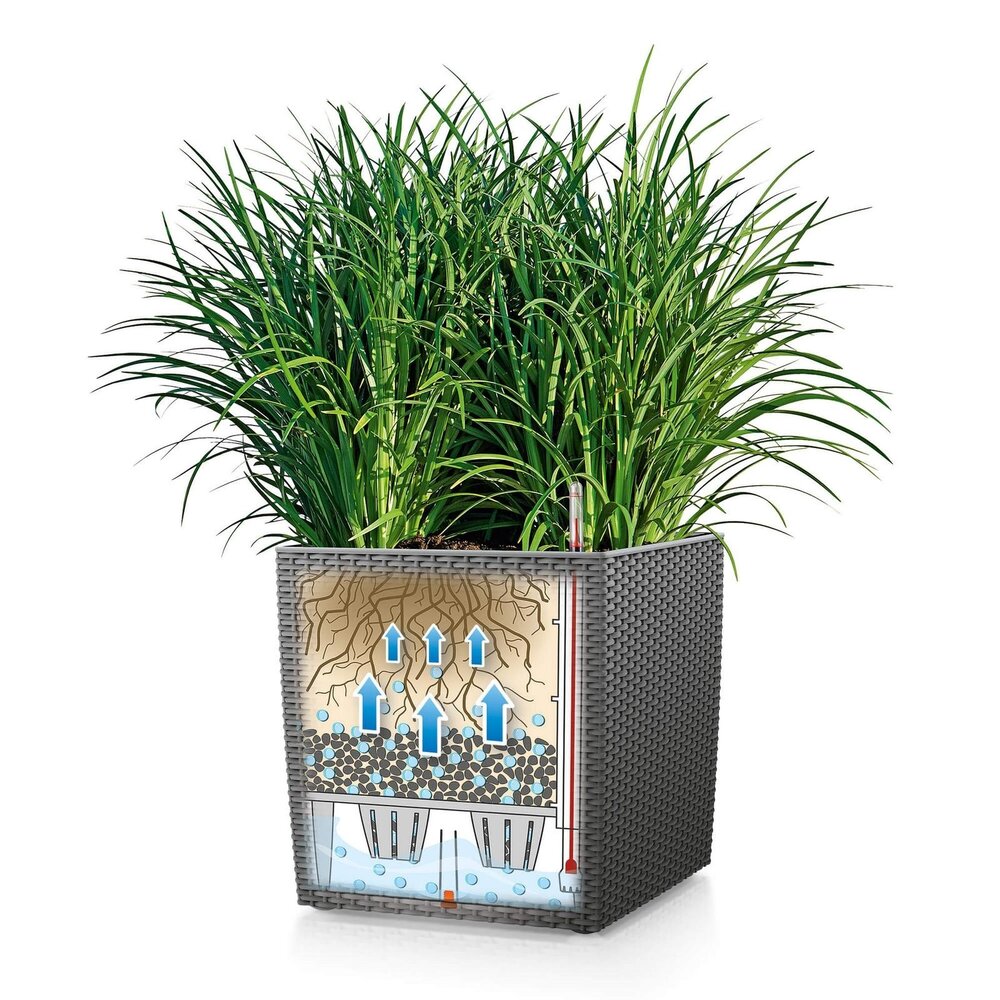 LECHUZA CUBE Cottage grafietzwart