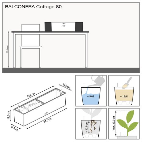 LECHUZA BALCONERA Cottage graphite black LECHUZA BALCONERA Cottage graphite black