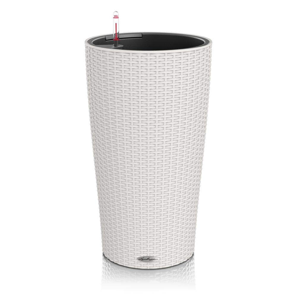 Lechuza CILINDRO Cottage 23 Granite, Self-Watering Tall Planter, D9.1 H16.1 in