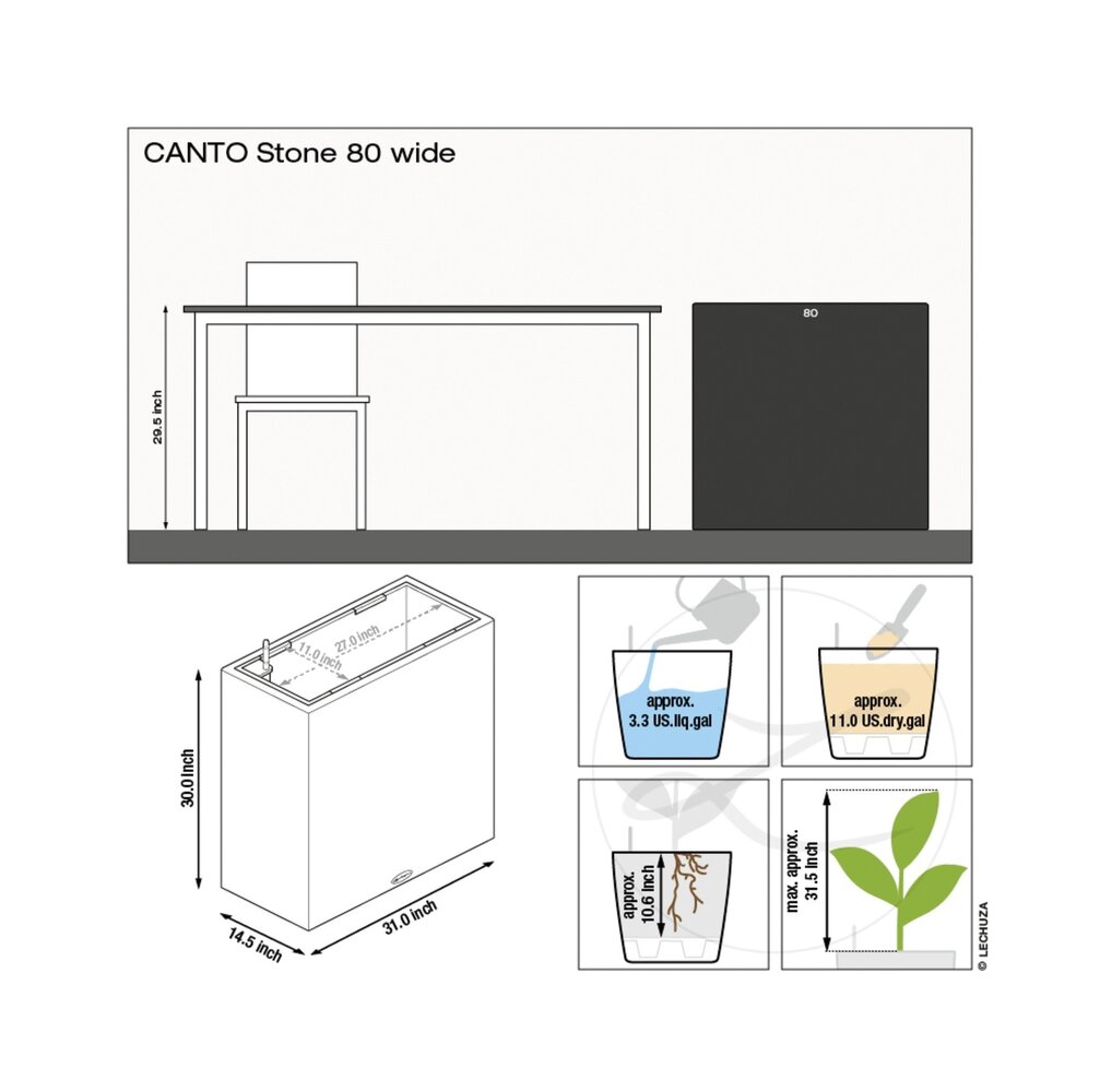 LECHUZA CANTO Stone wide blanc quartz
