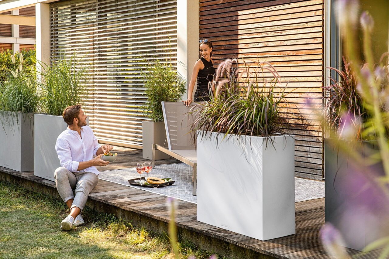 LECHUZA CANTO Stone wide blanc quartz