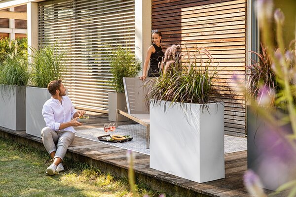 LECHUZA CANTO Stone wide blanc quartz