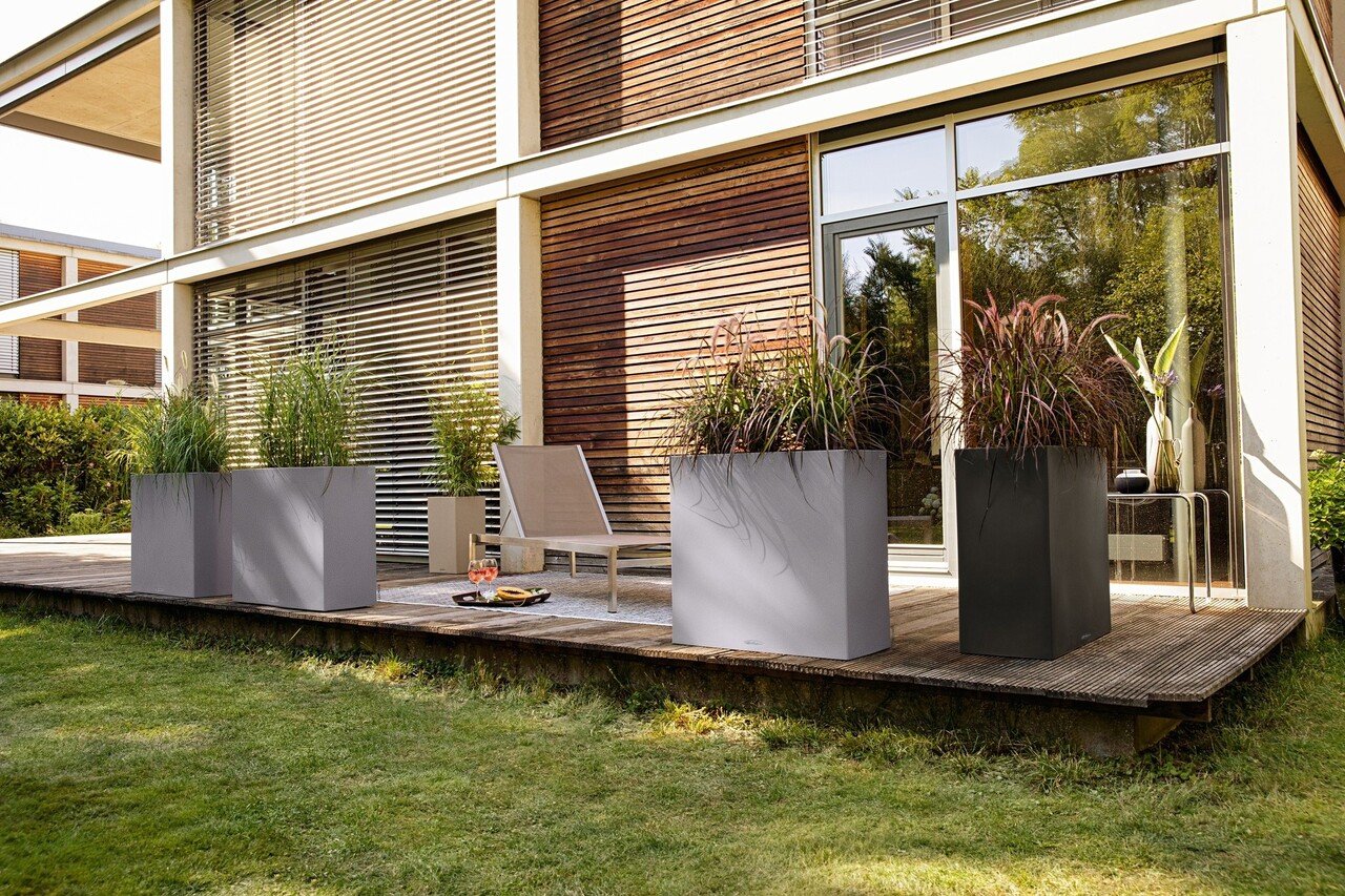 LECHUZA CANTO Stone wide graphitschwarz gesprenkelt LECHUZA CANTO Stone wide graphitschwarz gesprenkelt